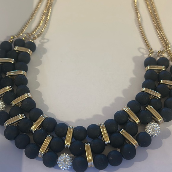 Daisy Fuentes Jewelry - Daisy Fuentes Black Bead & Gold Rhinestone Accent Artistic Necklace NWT So CUTE!
